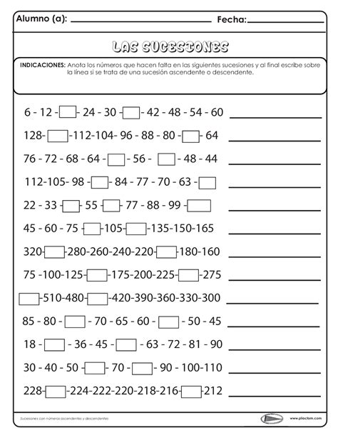 Do Grado Bloque Ejercicios Complementarios Sucesiones Numericas Reverasite