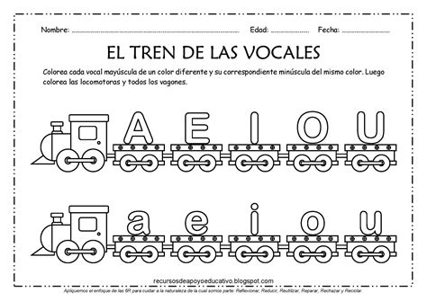 Recursos De Apoyo Educativo El Tren De Las Vocales Mayúsculas Y