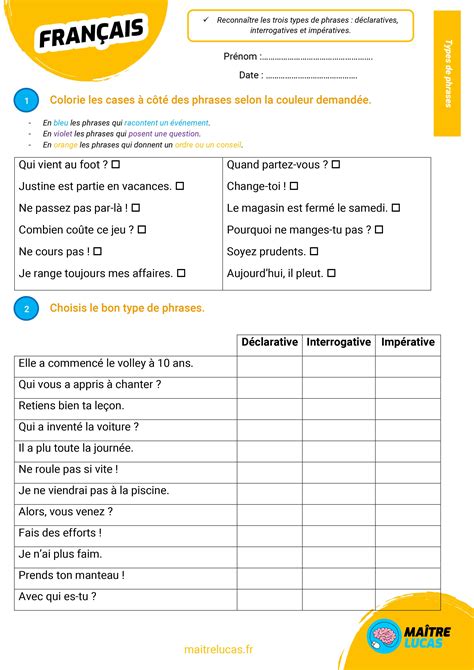 Types Et Formes De Phrases Exercices Cm2 Pdf La Galerie