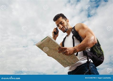 Young Man Tourist With A Backpack Stock Photo Image Of Explore Hiker