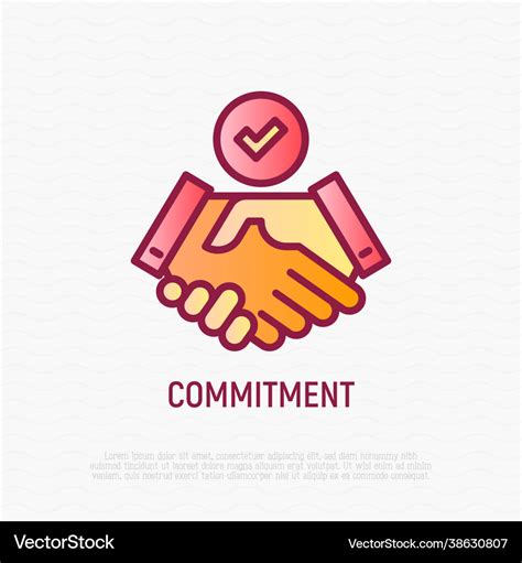 Commitment Thin Line Icon Handshake With Tick Vector Image