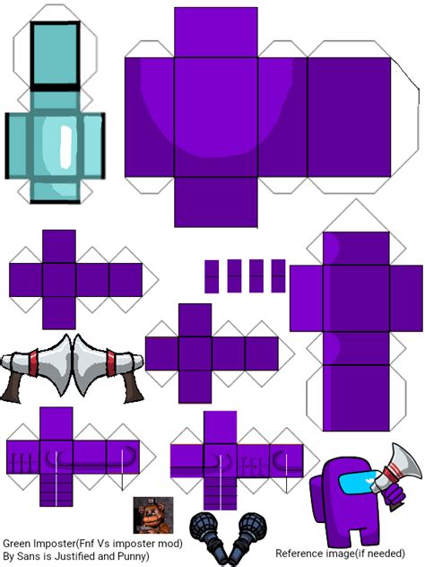 Pixel Papercraft Purple Fnf Vs Crewmate Mod
