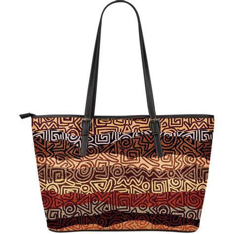 African Pattern Print Leather Tote Bag Jorjune