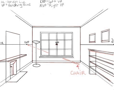 How To Draw The Inside Of A Room With 3 Point Perspective Techniques