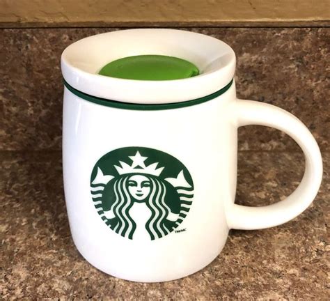 2011 Starbucks Coffee Travel Mug With Lid White With Green Starbucks