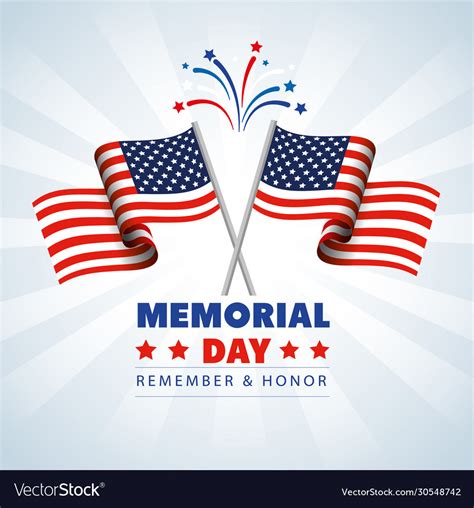 Memorial Day With Decoration Flags Usa Royalty Free Vector