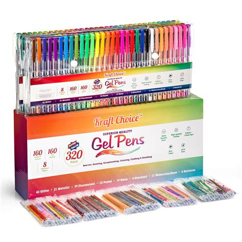 320 Vibrant Spectrum Gel Pens Set For Adult Coloring Books 160 Gel Ink
