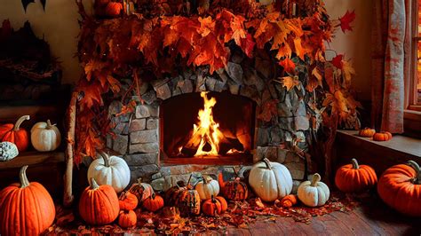 Cozy Autumn Fireplace Sounds 8h Relaxing Autumn Ambience Halloween