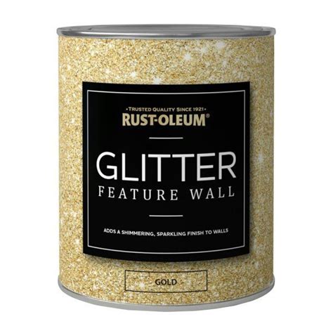 Rust Oleum Sparkling Gold Glitter Paint Feature Wall 1l Sprayster