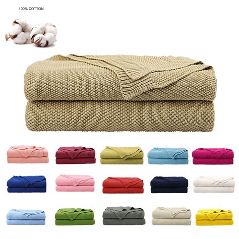 Piccocasa Cotton Cable Knit Throw Blanket For Couch Sofa Chair Soft