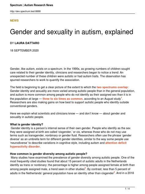Gender And Sexuality In Autism Explained Spectrum Autism Research