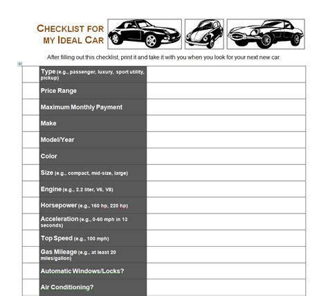 Car Buying Checklist Used Car Buying Checklist Template Haven