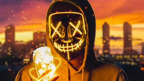Neon Mask Guy With Light Cube Hd Artist 4k Wallpapers