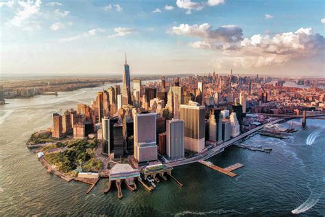 New York City Manhattan Aerial Skyline Painting By