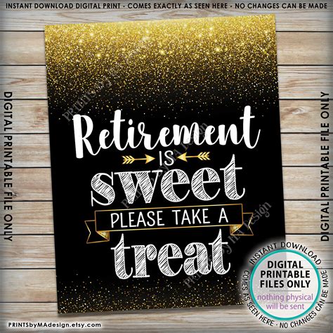 Retirement Is Sweet Please Take A Treat Sign Retirement Party