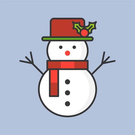 Snowman And Mistletoe Hat Filled Outline Icon For Christmas Theme