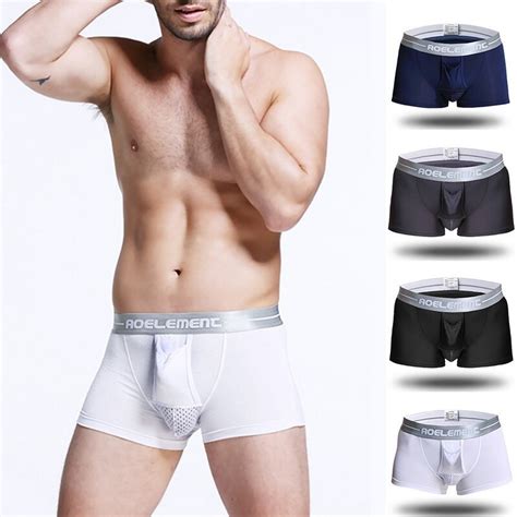 Nibesser 4 Pack Mens Physiological Health Boxer Solid Hollow Out