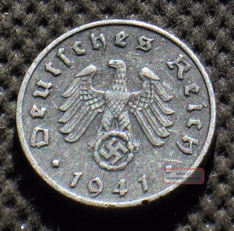 Coin Nazi Germany 5 Reichspfennig 1941 F W Swastika World War Ii 2