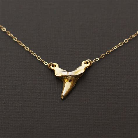 Gold Shark Tooth Necklace 14k Gold Filled Chain Etsy