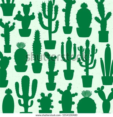 Vector Cactus Silhouettes Pattern Stock Vector Royalty Free