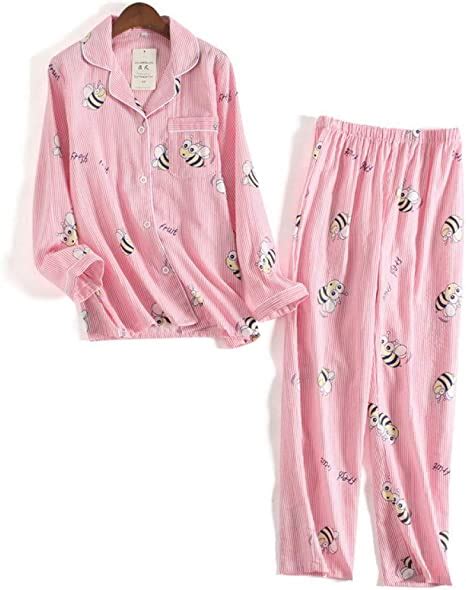 Conjuntos De Pijamas De Abeja Lindos Mujeres 100 Gasa De Algodón
