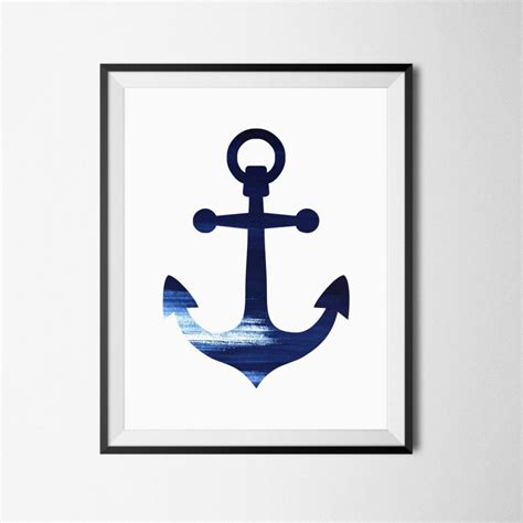 Anchor Print Anchor Wall Art Anchor Decor Navy Blue Print Etsy