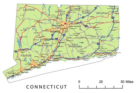 Preview Of Connecticut State Vector Road Map Your Vector