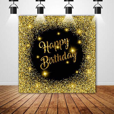 Glitter Black Gold Happy Birthday Backdrop Photography Background Photo Studio EBay