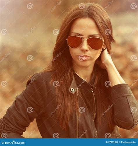 Closeup Of A Beautiful Female In Sunglasses Stock Photo Image Of