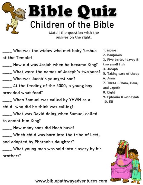 Printable Bible Quiz Children Of The Bible I Love Jesusyes I Do