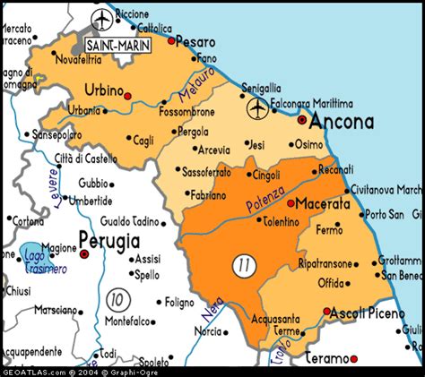 Map Of Marche Map Marche Italy Italy Atlas
