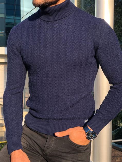 Gentwith Felix Navy Blue Slim Fit Turtleneck Sweater Gent With