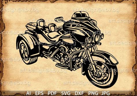 Vector Trike Motorcycle Ai Eps Pdf Png Svg Dxf  Etsy Etsy