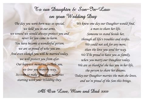 Poem To Daughter And Son In Law On Your Wedding Day From Mom And Etsy