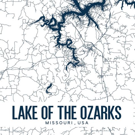 Lake Of The Ozarks Printable Map Lake Of The Ozarks Wall Art Etsy