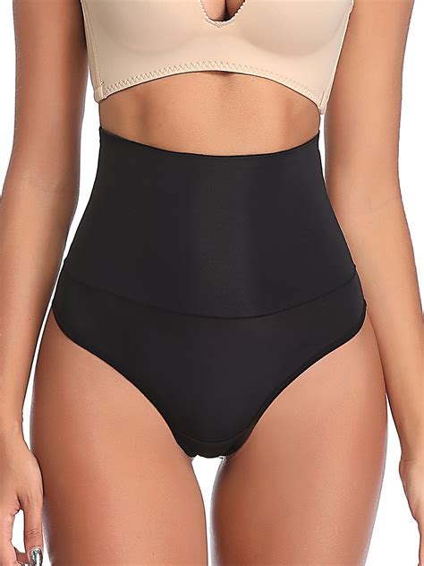 Joyshaper High Waisted Thong Shapewear For Women Tummy Control Thong Girdle Seamless Thongs