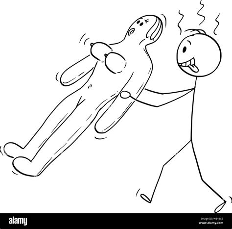 Cartoon Vectores Stick Figura Dibujo Ilustración Conceptual De Sexo Hambreó Córnea O Randy