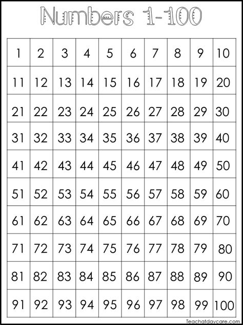 Numbers Printable Worksheet