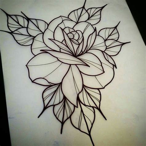 Line art flower band tattoo drawing. Image result for neo traditional rose drawing ...