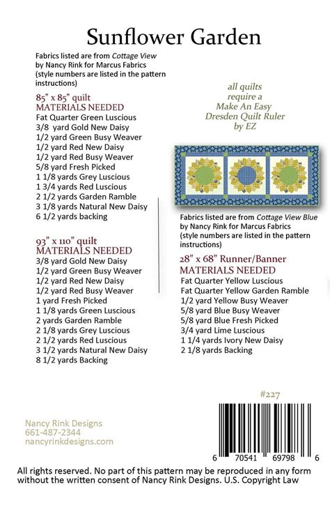 Quilt Patterns 227 Sunflower Garden