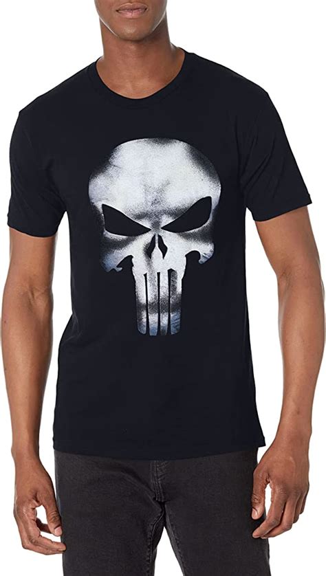 Marvel The Punisher Dirty Skull Vest Logo Adult T Shirt Clothing Shoes Jewelry