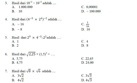 Contoh Soal Matematika Kelas Bilangan Berpangkat Dan Bentuk Akar 116160