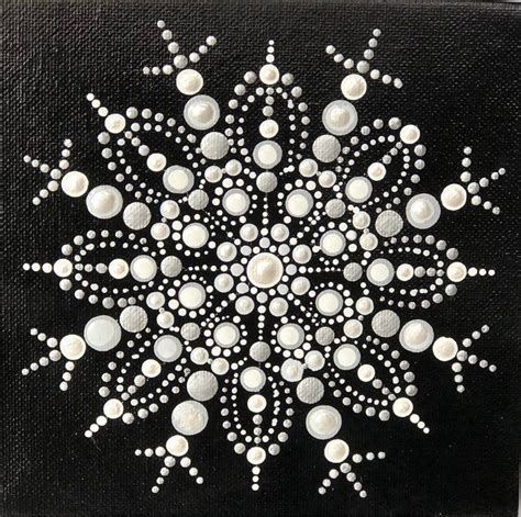 Dot Mandala Pointillism Snowflake On Canvas Board Original Art Etsy