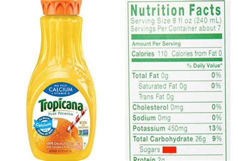 Tropicana Orange Juice Nutrition Label Resenhas De Livros