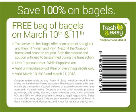 Fresh And Easy Free Bag Of Bagels Coupon Print Coupon King