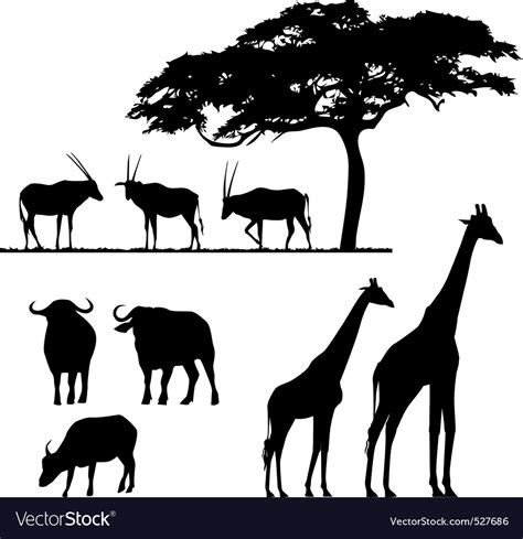 African Animals Vector Silhouettes Royalty Free Vector Image