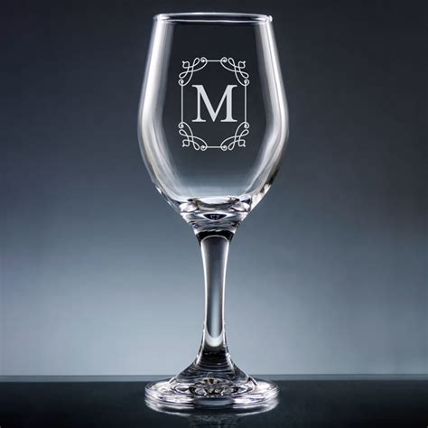 Stately Initial Wine Glass Engraved Wine Glass