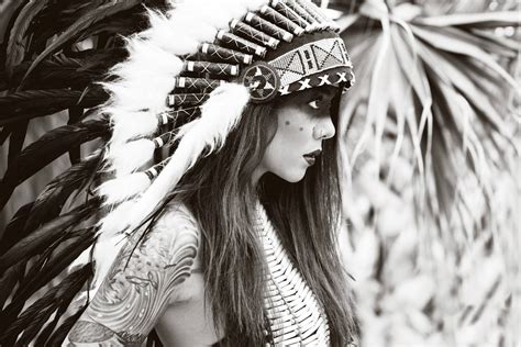 Women Sepia Native Americans Headdress Profile Wallpapers