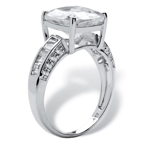 328 Tcw Cushion Cut Cubic Zirconia Solid 10k White Gold Engagement