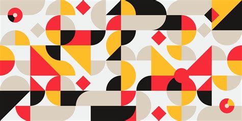 Abstract Geometric Mural Colorful Seamless Pattern In Bauhaus Style